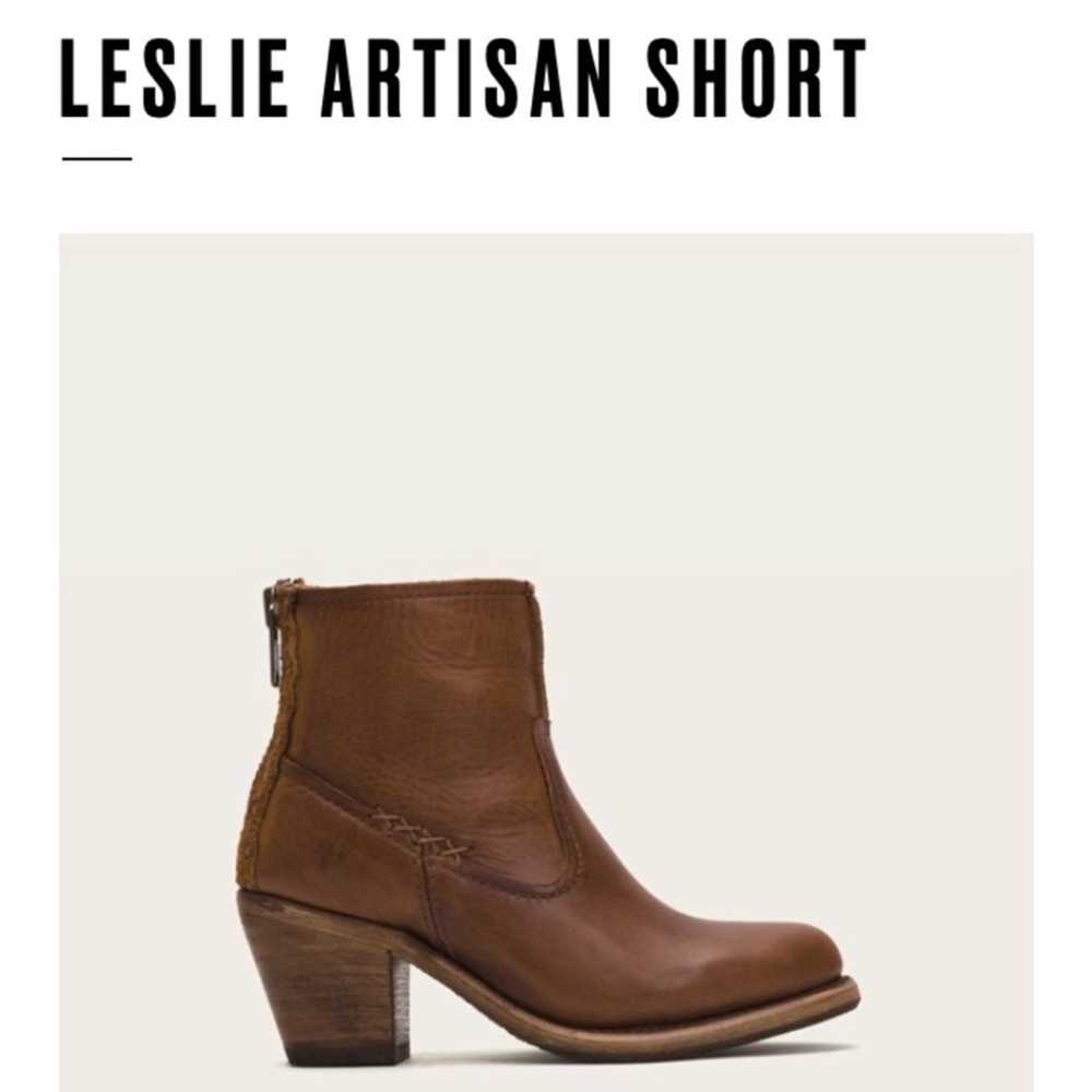 Frye Leslie Artisan Short Cognac Leather Ankle Boots Retired – Size 9 B - Picture 10 of 10